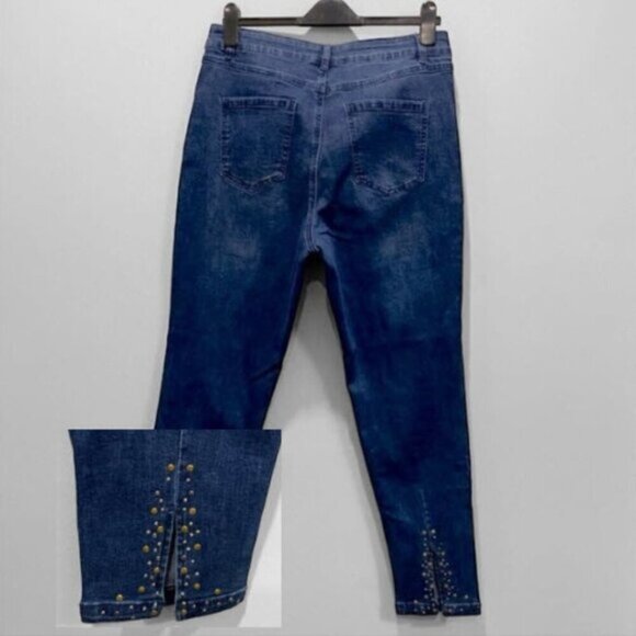 Laura Blue Crop Studded Ankle Jeans size 14 - Picture 2 of 13